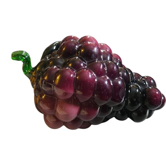 Vintage Handcrafted Glass Grape Cluster Sculpture Paperweight Decor - Picture 12 of 12